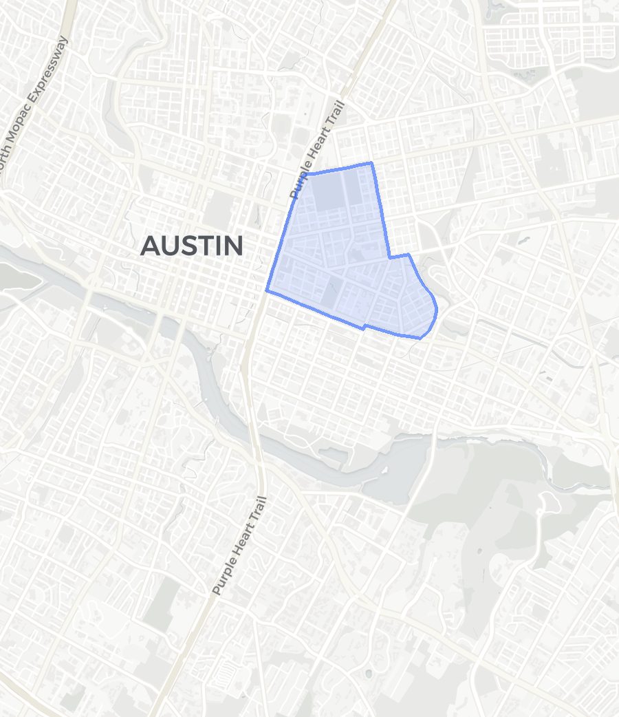 East Austin neighborhood boundary map