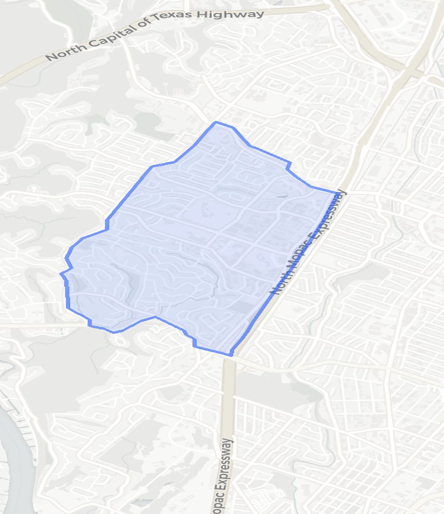 Northwest Hills neighborhood boundary map