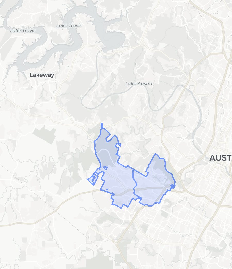 Oak Hill neighborhood boundary map