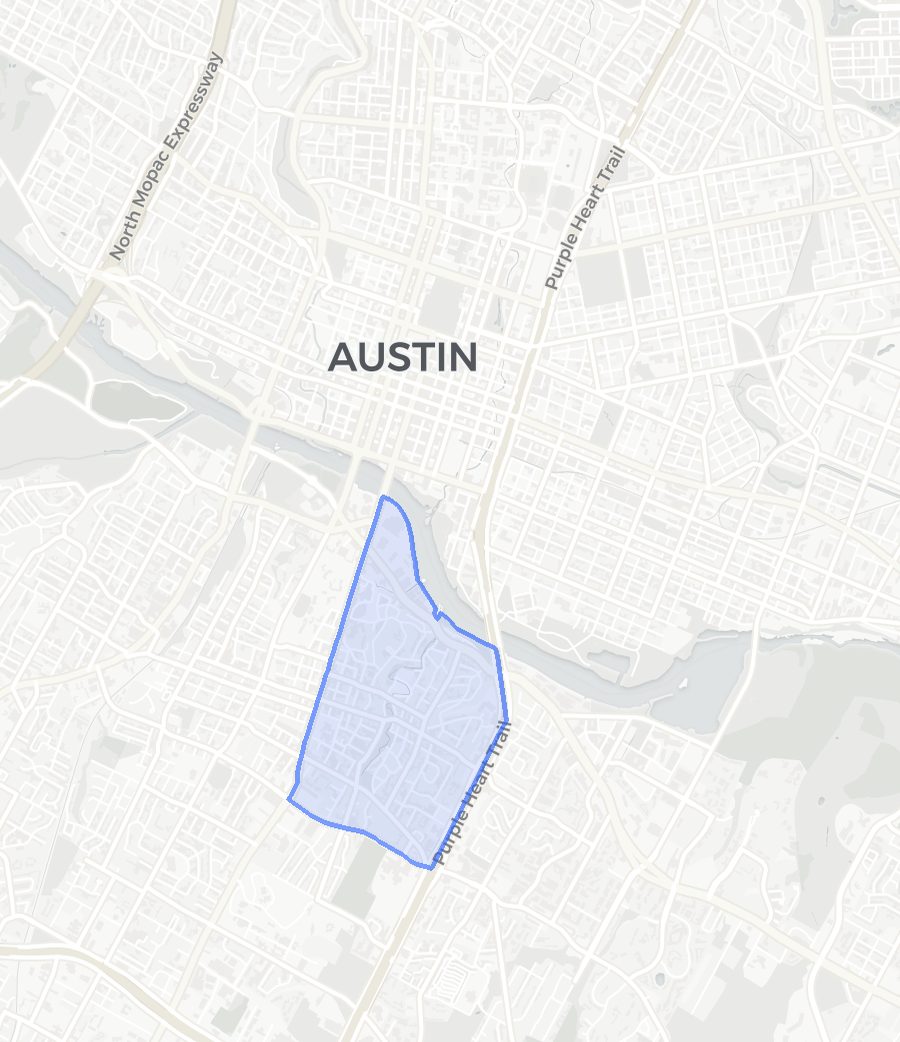 Travis Heights neighborhood boundary map