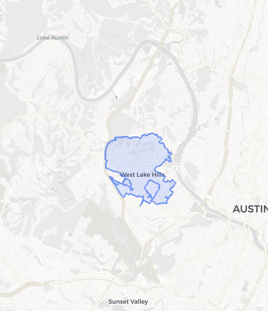 Westlake Hills neighborhood boundary map