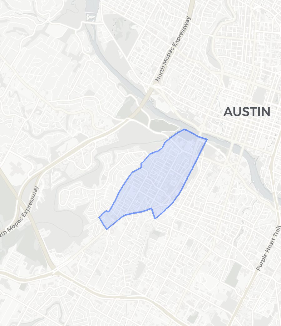 Zilker neighborhood boundary map